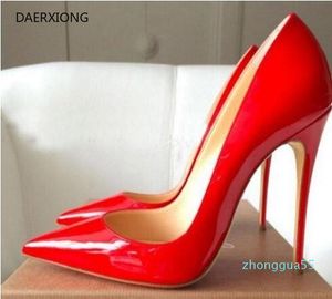 Обувь платье 2022 Классический бренд Женские высокие каблуки Stiletto Red Sole Wedding Party Osted Toe черная кожа