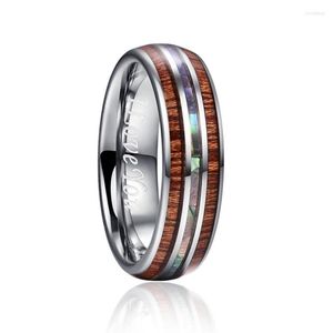 Alianças de casamento 6mm havaiana madeira koa e concha de abalone carboneto de tungstênio para mulheres, homens, casamento, Lois22