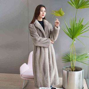 Cappotto di pelliccia di visone finto da donna invernale Cappotto di pelliccia al ginocchio allungato Cappotto allentato Spessore caldo Cappotti di peluche femminili taglie forti T220810