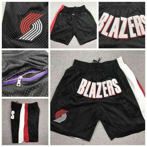 Men Portland's Trail's Blazers's just don Basketball Shorts Exquisite embroidered fabric pocket pants fashion