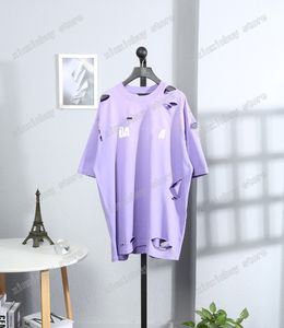 22ss Women Designers t shirts Paris DESTROYED tie dye print short sleeve Man Crew Neck Streetwear black purple xinxinbuy XS-L