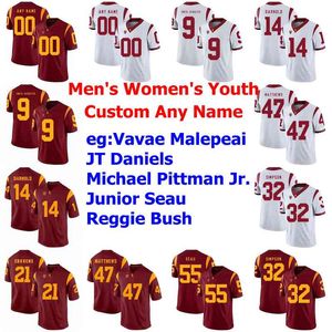 Custom USC Trojans College Football Jerseys Womens Kids Youth JT Daniels Jersey Michael Pittman Jr. Junior Seau Reggie Bush Red Stitched
