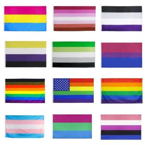 30 stile 150 * 90cm Bandiere arcobaleno Bandiere lesbiche Bandiera LGBT Poliestere Bandiera colorata Bandiera esterna Bandiere gay