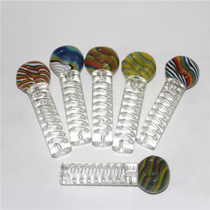 Glass Hand Pipe With Liquid Glycerin Smoking Pipes Tobacco Pyrex Colorful Spoon Mini Pyrex Pot Bubbler Labsheady