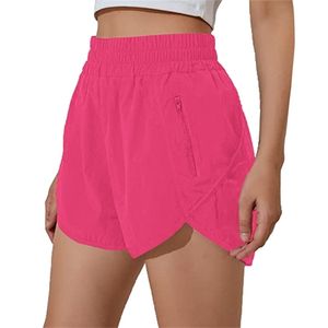 NWT Women Running Shorts Zipper Pockeks Sports Shorts Gym Exercise Exercy Procets 220801