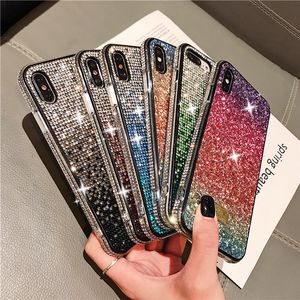 Luxo Bling Glitter Crystal Diamond Capas telefônicas femininas para Huawei P30 P40 Pro Mate 30 40 Pro Arco-íris Gradiente Suave TPU Capa traseira