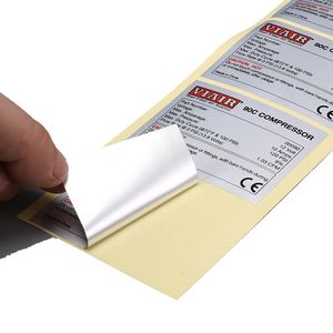 Etichette adesive in lamina d'argento personalizzate Adesivi di avvertimento elettronici in metallo impermeabile Logo Negozio Nome Decorazione Decalcomania