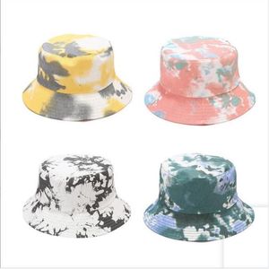 Kravat Boya Kova Şapka Çift Taraflı Balıkçı Şapka Moda Güneşlik Kapaklar Seyahat Bahar Yaz Açık Rahat Plaj Havzası Şapka Aksesuarları 12 Renkler BB8013