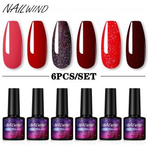 Zestawy do paznokci Zestawy Nailwind Żel Polski Zestaw 6 SZTUK Hybrydowy Lakier Soak Off UV / LED Semi Stałe Wszystkie do zestawów manicure