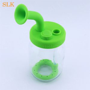 7.9 inch silicone bongs bubbler pipes hookah glass bottle water smoking pipe glass oil burner silicone smoke filter smoking accessories