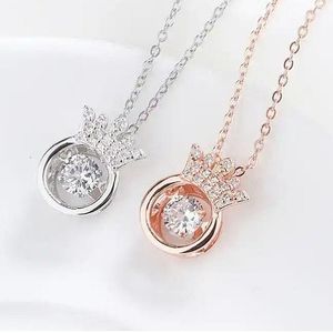 Pendant Necklaces Simple Cute Princess Crown Zircon Necklace Ladies Valentine's Day Gift Trend Fashion Casual OL Elegant JewelryPendant