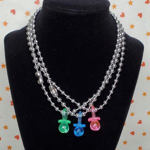 Hänghalsband smycken godis färg pacifier halsband för kvinnor metall mode harajuku punk charms 90s estetiska presentspendant