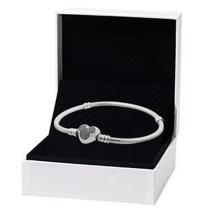 100% s925 Sterling Silver Charm Bracelets CZ Diamond Snake Chain Bracelet fit Pandora Beads Women Designer Dis Love Heart Luxury Jewelry Lady Gifts With Original Box