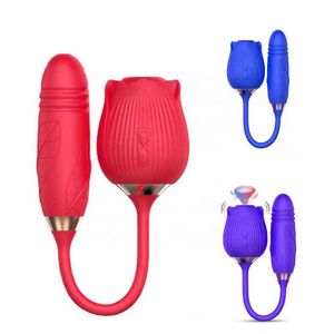 NXY Vibrators 2 in 1 Sucking Waterproof Silicone Clit Nipple Stimulator Sucker Rose for Women Sex Toy 0411