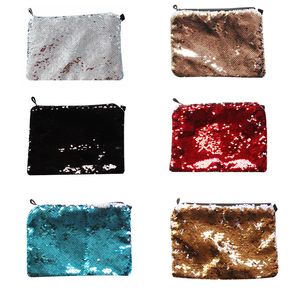 Blank Cosmetic Bags Blanks Dazzle colour Sublimation printed Sequins Makeup bag zippered sequin pouch shiny glitter pencil Purse