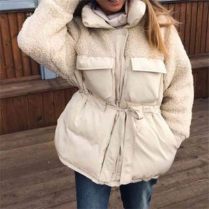 Moda feminina Autumn Winter Jackets Loose de casacos vintage quente cordeiro lã de lã Parkas Street casual Lady corean Outwears 210813