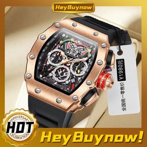 Wholesale tonneau shaped watches resale online - Wristwatches Luxury Fashion Sports Waterproof Silicone Watch For Men Tonneau Shaped Square Design Large Dial Quartz Business Casual WatchesW