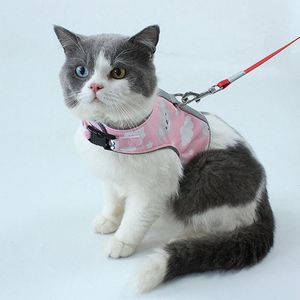 Dog Collars & Leashes 1pcs Breathable Harness Polyester Mesh Vest Leash Pet Chest Strap Rope Cat Adjustable Walking Lead LeashDog