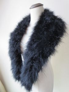 Real Ostrich Feather Fur Scarf Collar For Women Winter Warm Fluffy Soft White