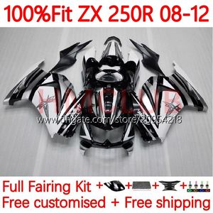 カワサキニンジャZX250R ZX 250R ZX250 08-12ボディワーク34NO.10 EX250 EX250R 08 09 10 11 12 ZX-250R 2008 2009 2010 2011 2011 2012フェアリングブラックシルバー