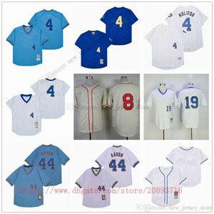 Movie Vintage Baseball Jerseys Wears Stitched 4 MolitorBlue 19 RobinYount 44 HankAaron 8 RyanBraun All Stitched Away Breathable Sport High Quality Jersey