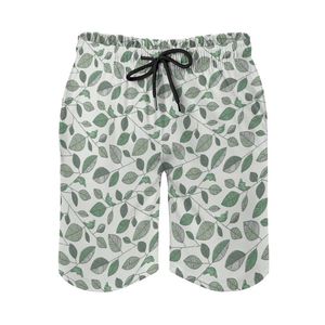 Herren-Shorts Metapod Calming Artwork Herren-Badehose, schnell trocknend, Volley Beach mit Taschen für ruhige grüne Blätter