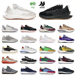 High Quality OG Sacai Waffle Running Sports Shoes Sail Gum Black Neptune Green Bright Citron Fragment Game Royal Sneakers Trainers Size