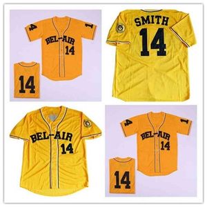 Chen37 Erkekler #14 Beyzbol Forması Bel-Air Akademisi Will Smith Nakış Taze Prens Gömlek Sarı Boyut S-3XL