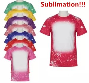 Partihandel Sublimation Bleached Shirts Heat Transfer Blank Bleach Shirt Bleached Polyester T-Shirts USA Män Kvinnor Festmaterial Z11