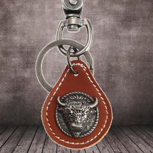 Keychains Vintage Bull Head Keychain Pendant Hanging Ornaments Zinc Alloy Zodiac Animal Ox Key Chain Keyring Car Bag Accessories Jewelry GKe