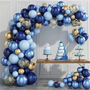 Blue Metallic Balloons Garland Kit Gold Confetti Balloon Arch Party Decoration Kids Wedding Birthday Baby Shower Boy 220524