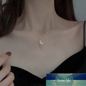 Korean Style Flash Diamond Star Moon Necklace Light Luxury Minority Design Tassel Necklace New Women's Clavicle Chain