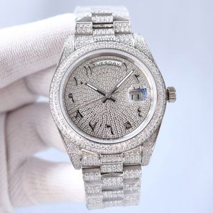 Full Diamond Watch Mens Automatic Mechanical Watches mm With Diamond studded Steel Fashion Business Wristwatches Bracelet Waterproof Montre de Luxe