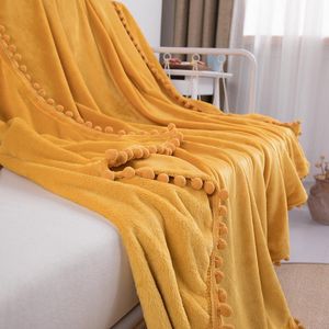 Blankets Solid Color Ultra Soft Warm Double Faced Travel Thickened Flannel Throw Fleece Blanket Rug Bed Sofa Couch Pad Pure Home Textile
