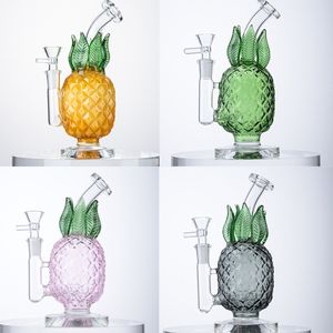 14mm Innengelenk Ananas Wasserpfeifen Recycler Bubbler Wasserbongs Dickes Glas Raucherzubehör DAB Bohrinseln Berauschend Bunt mit Schüssel WP2194