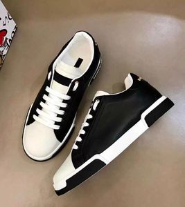 22S S eleganta sneakers skor !! Perfekt kalvskinn Nappa Portofino Trainers White Black Leather Casual Walking Pamile Sports EU 38-45