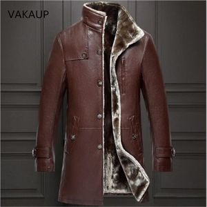 Mens carneiros casaco de couro casaco parka real pele homens vestuário longo pelúcia espessura sobre o inverno pele de carneiro grande casacos homens 20127