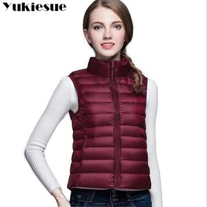 Women Down Jackets zimowy ciepły rękaw 90 biały kaczka w dół solidny Doudoune femme żeńska kamizelka kobiet kamizelka 210412