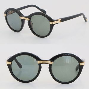 Toptan Satış Vintage Orijinal Yuvarlak Tahta Güneş Gözlüğü Moda Erkek Güneş Gözlükleri C Dekorasyon K Altın Kahverengi Lens Çerçeve Boyutu mm