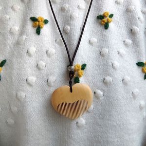 Sublimation Pendants Retro Ethnic Cotton And Linen Clothing Accessories Small Leaf Boxwood Bead Pendant Long Wooden Necklace