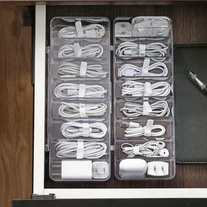 8 Grid Desktop Data Line Storage Box Office USB Wire Cable Drawer Organizer Container Box Transparent Jewelry Makeup Holder Case