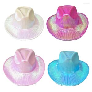 Bereler Kovboy Kız Şapkaları Kadın Bekarlığa Veda Partisi Doğum Günü Yetişkinler İçin Holografik Disko GiydirmeBereler BerelilerBeretler