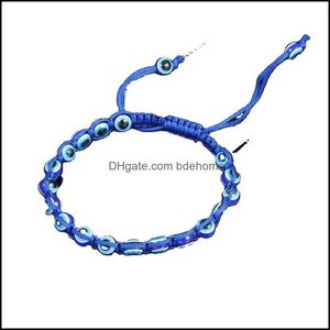 Bracciali Bangle Gioielli Corda regolabile Bracciale Lucky Eye blu turco Tessuto intrecciato fatto a mano Bead Evil Eyes Drop Delivery 2021 9Yb6E