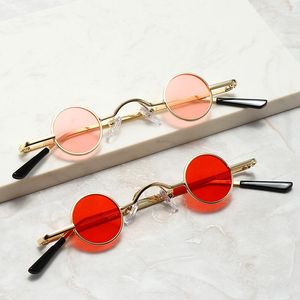 Sonnenbrille Retro Mini Runde Männer Metallrahmen Gold Schwarz Rot Kleine gerahmte Sonnenbrille Farbe Linse Mode