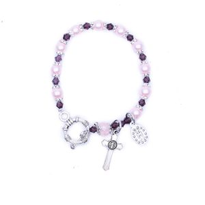 Pulseira de cristal pérola rosa sagrada mãe de Deus Bracelet de mão