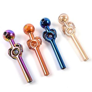 Heady Glass Pipes Electroplate Smoking Pipes Thick Pyrex Oil Burner Bubbler High Quality Tobacco Pipes Free Type Oil Burner Mini Dab Rigs