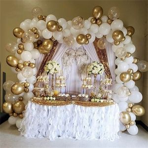 1 Satz weiße Luftballons Garland Arch Kit Gold Dot Chrome Metallic Latex Ballon Hochzeit Geburtstag Party Dekor Baby Dusche Globos 220524