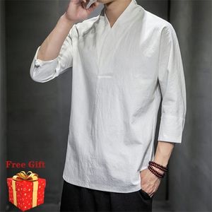 SIPERLARI Mens Kimono Shirts Loose Seven-quarter Sleeve the Fashion Summer Spring Design 220330