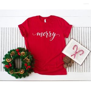 Merry T Shirt Christmas T-Shirt Holiday Religious Womens Gift For Her Cute Graphic Tops Harajuku Women's