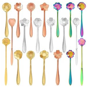 Creativity Coffee Scoops 8 Pcs/Set Vintage Stainless Steel Spoon Flower Shaped Tea Stiring Spoon Ice Cream Cake Dessert Tableware LK001188